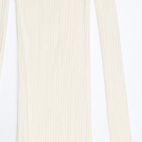 Zara Womens Ivory Cotton Jumper Dress Size S Scoop Neck Pullover