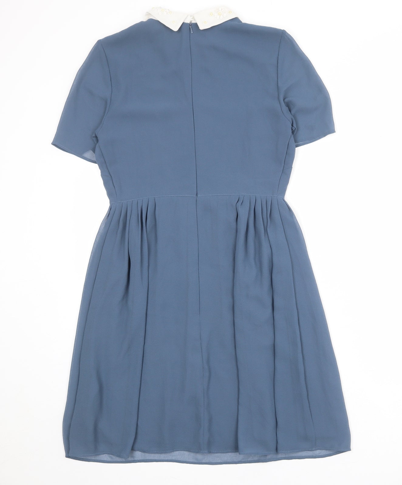 Marks and Spencer Womens Blue Polyester Shirt Dress Size 8 Collared Zip