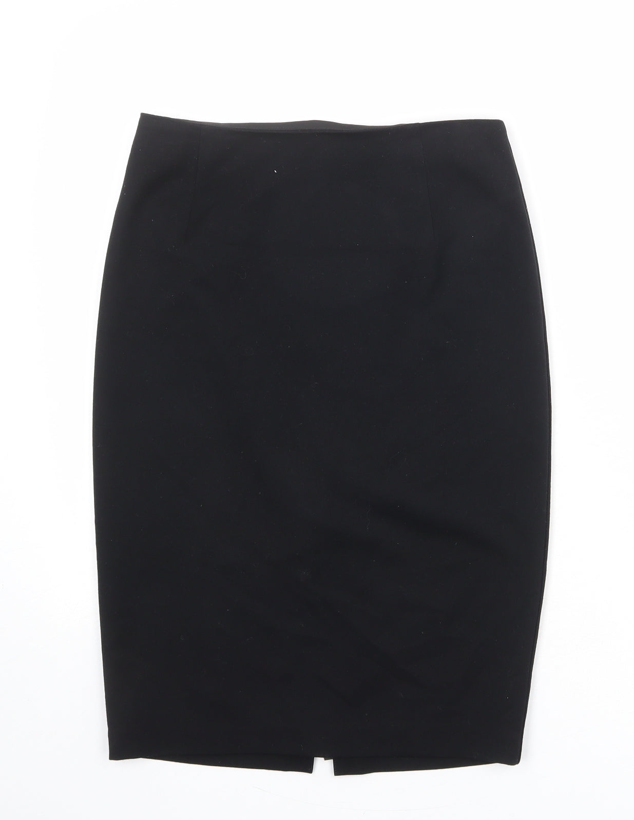 Marks and Spencer Womens Black Polyester Straight & Pencil Skirt Size 8 Zip