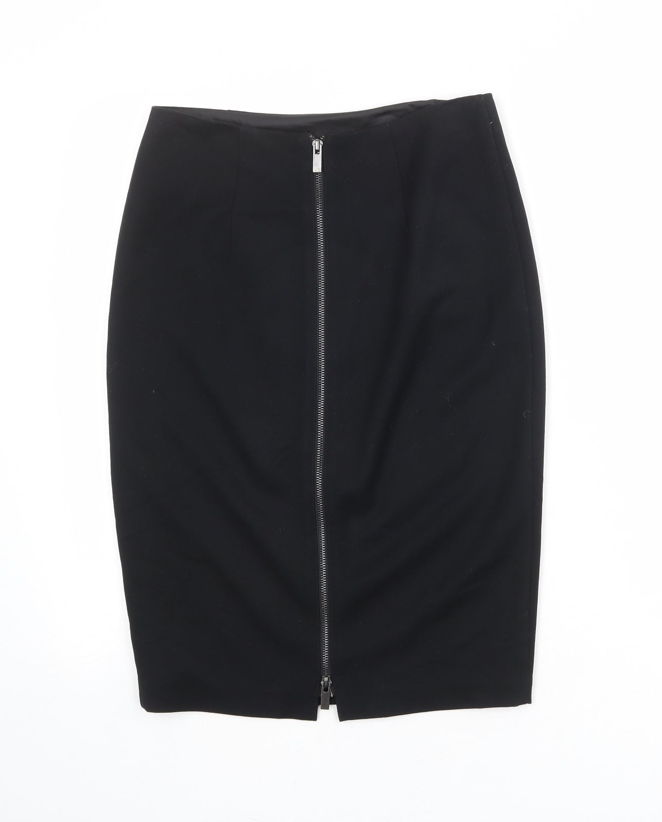 Marks and Spencer Womens Black Polyester Straight & Pencil Skirt Size 8 Zip