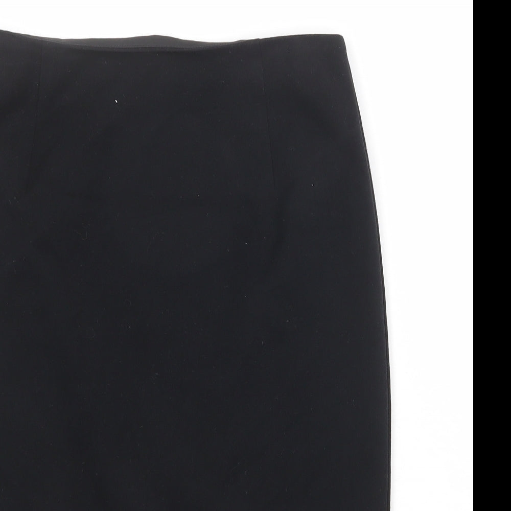 Marks and Spencer Womens Black Polyester Straight & Pencil Skirt Size 8 Zip