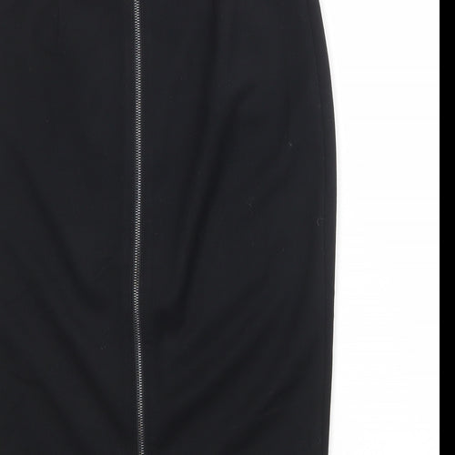 Marks and Spencer Womens Black Polyester Straight & Pencil Skirt Size 8 Zip
