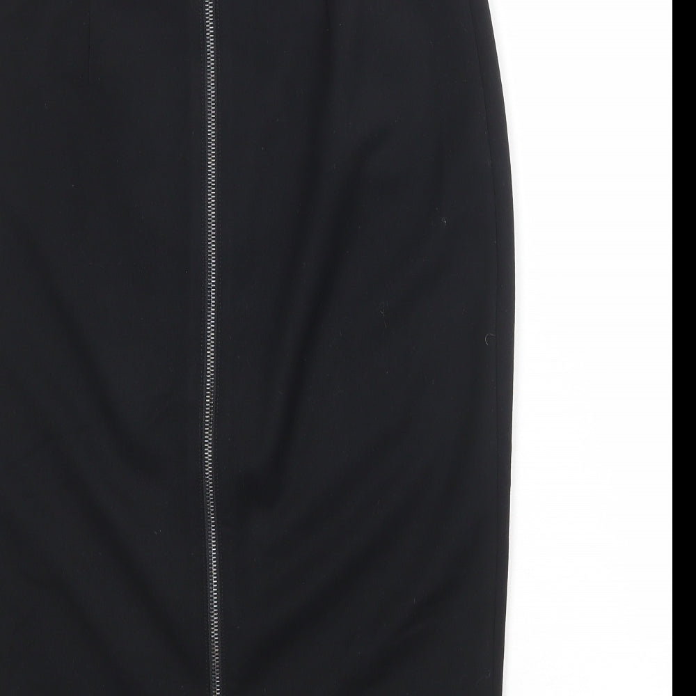 Marks and Spencer Womens Black Polyester Straight & Pencil Skirt Size 8 Zip