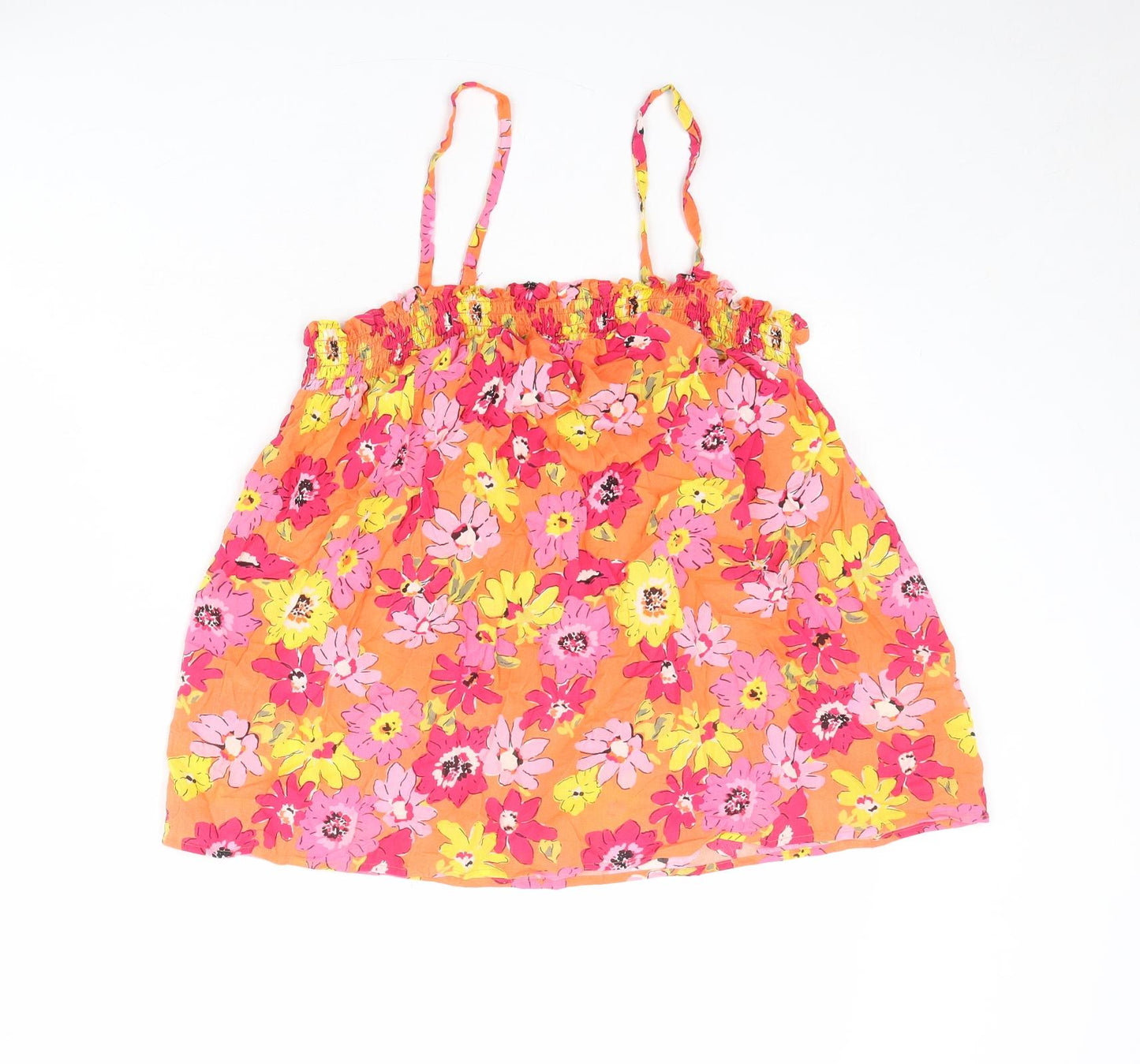 Marks and Spencer Womens Multicoloured Floral Polyester Basic Tank Size 16 Square Neck