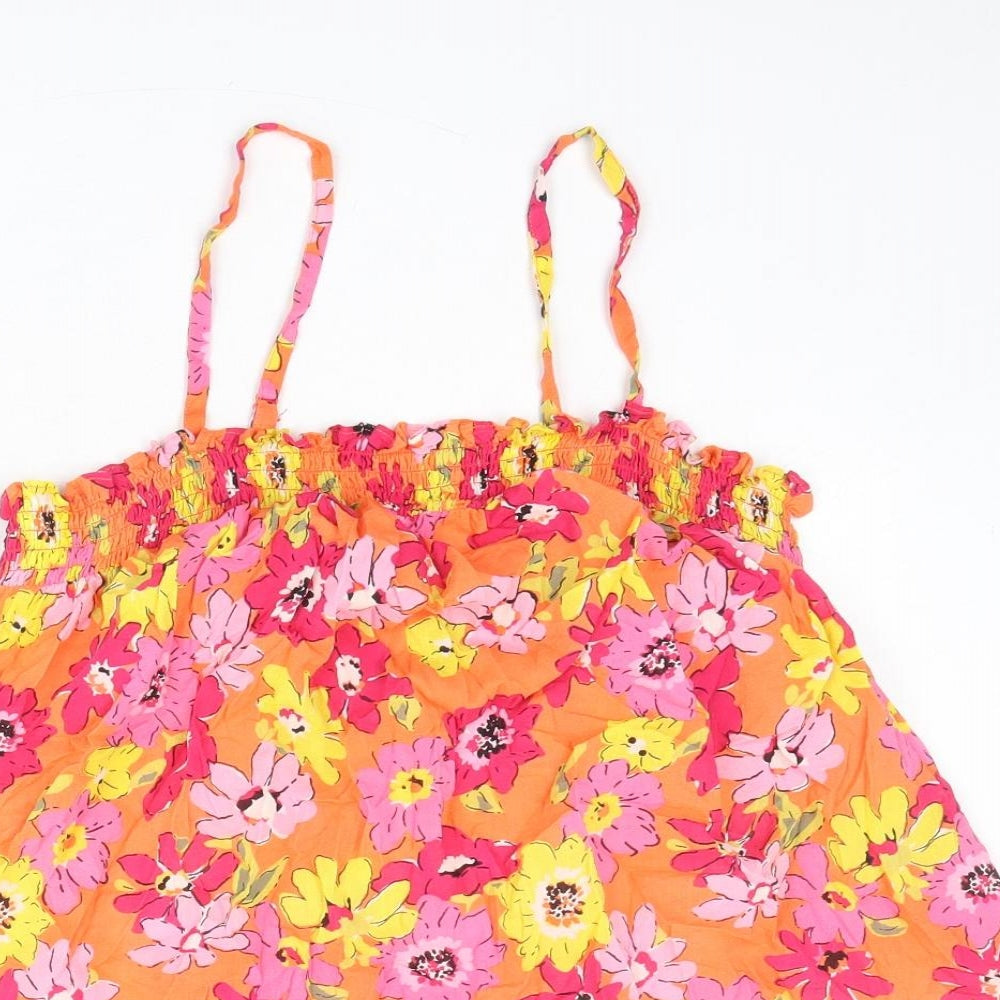 Marks and Spencer Womens Multicoloured Floral Polyester Basic Tank Size 16 Square Neck