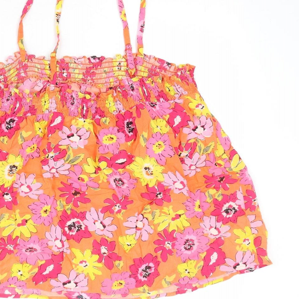 Marks and Spencer Womens Multicoloured Floral Polyester Basic Tank Size 16 Square Neck