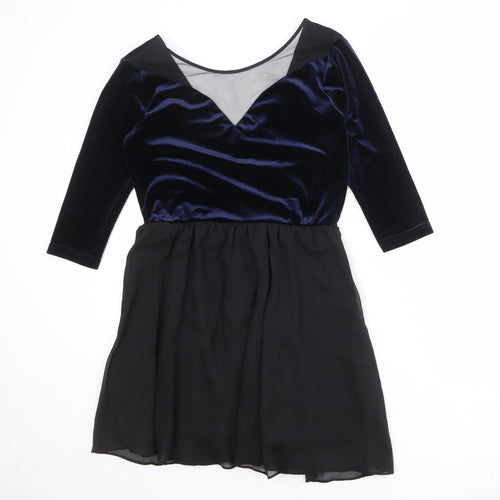 Divided by H&M Womens Black Colourblock Polyester Fit & Flare Size 14 Round Neck Pullover