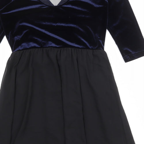 Divided by H&M Womens Black Colourblock Polyester Fit & Flare Size 14 Round Neck Pullover