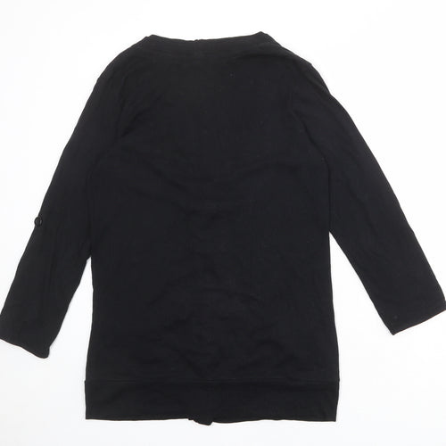 Marks and Spencer Womens Black V-Neck Cotton Cardigan Jumper Size 14