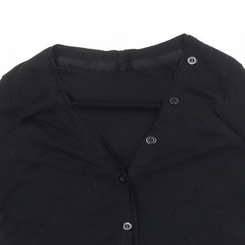 Marks and Spencer Womens Black V-Neck Cotton Cardigan Jumper Size 14