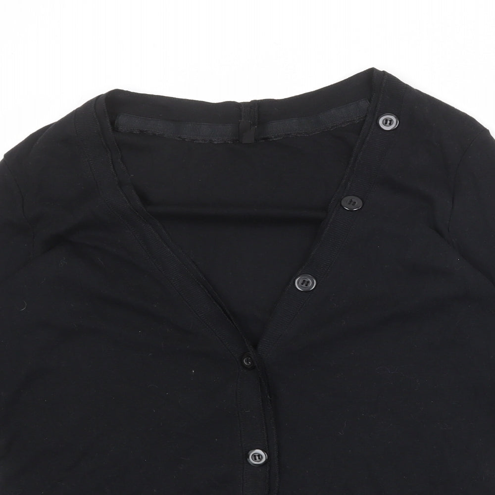 Marks and Spencer Womens Black V-Neck Cotton Cardigan Jumper Size 14