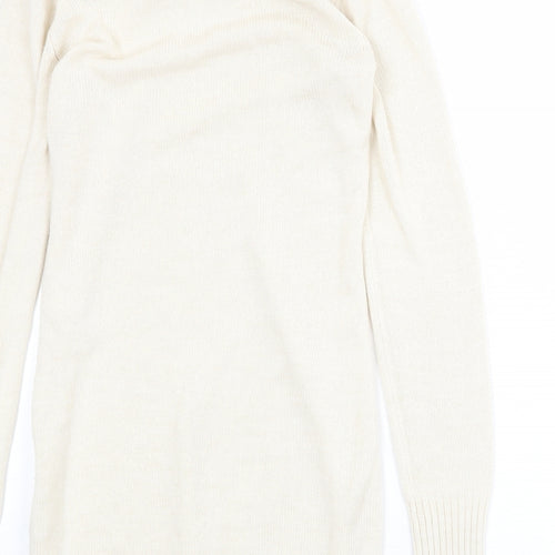 H&M Womens Beige Acrylic Jumper Dress Size M Roll Neck Pullover