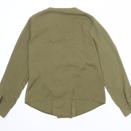 New Look Womens Green Polyester Basic Button-Up Size 8 V-Neck
