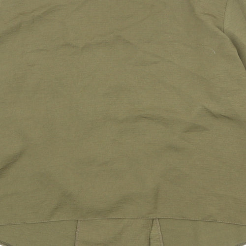 New Look Womens Green Polyester Basic Button-Up Size 8 V-Neck
