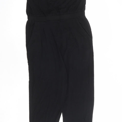 Topshop Womens Black Polyester Jumpsuit One-Piece Size 10 Button