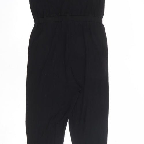 Topshop Womens Black Polyester Jumpsuit One-Piece Size 10 Button