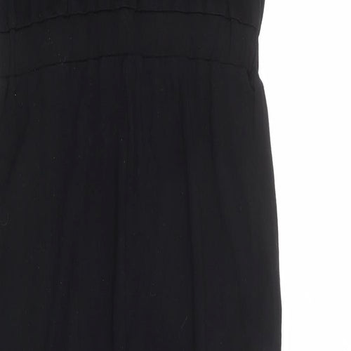 Topshop Womens Black Polyester Jumpsuit One-Piece Size 10 Button