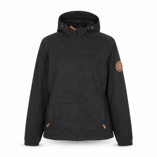 Front view of Designed for Life in Extremes women’s black windbreaker jacket, size UK 12, zip