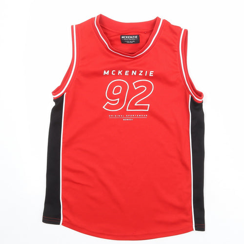 McKenzie Boys Red Polyester Basic Tank Size 12-13 Years Round Neck Pullover
