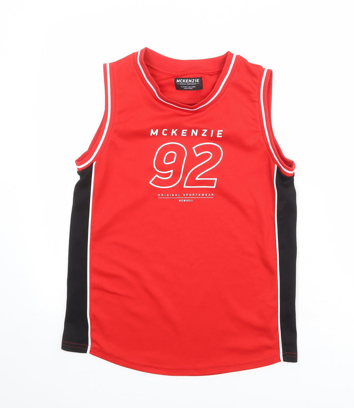 McKenzie Boys Red Polyester Basic Tank Size 12-13 Years Round Neck Pullover