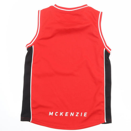 McKenzie Boys Red Polyester Basic Tank Size 12-13 Years Round Neck Pullover