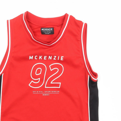McKenzie Boys Red Polyester Basic Tank Size 12-13 Years Round Neck Pullover