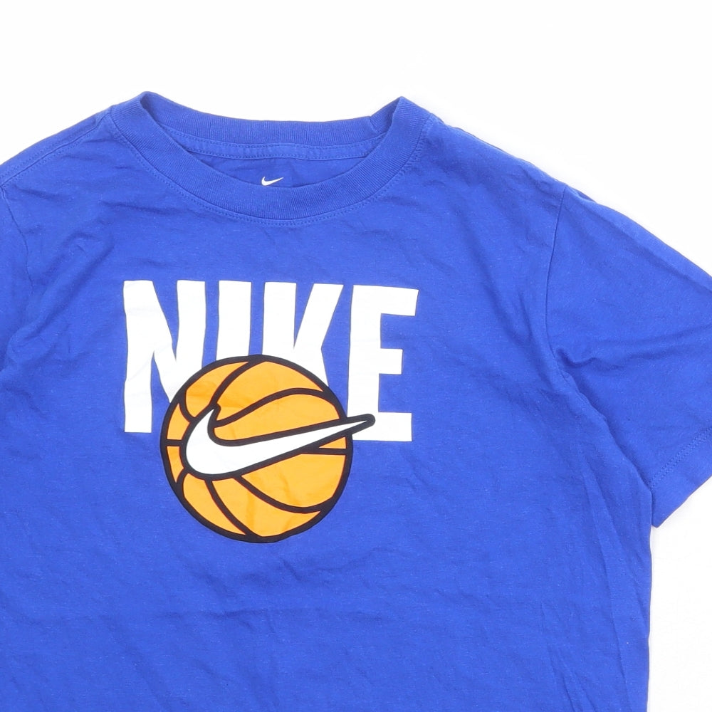 Nike Boys Blue Polyester Basic T-Shirt Size L Round Neck Pullover - Basketball