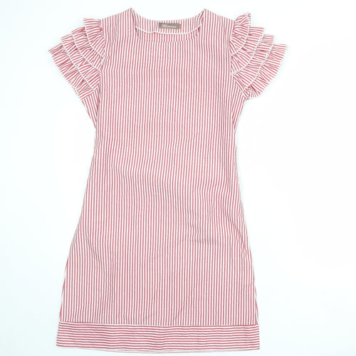 Misstorious Womens Red Striped Polyester A-Line Size M Round Neck Zip - Size M-L