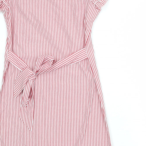 Misstorious Womens Red Striped Polyester A-Line Size M Round Neck Zip - Size M-L