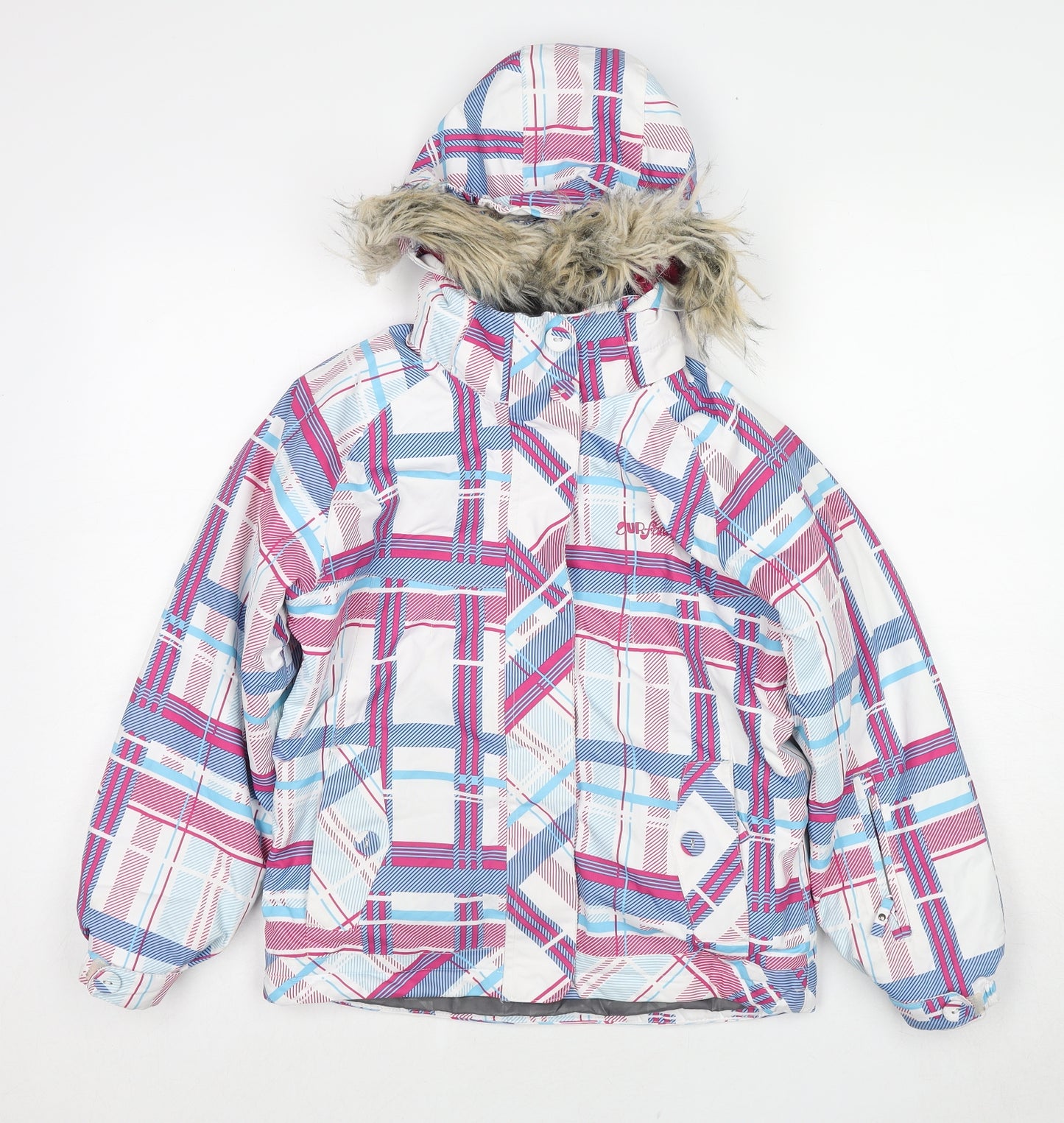 Surfanic Girls Multicoloured Plaid Ski Jacket Jacket Size 9-10 Years Zip