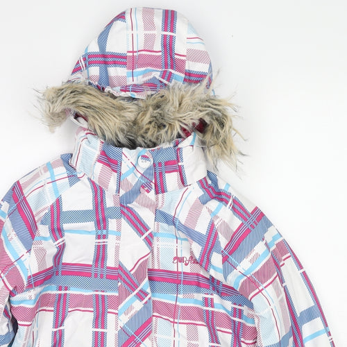 Surfanic Girls Multicoloured Plaid Ski Jacket Jacket Size 9-10 Years Zip