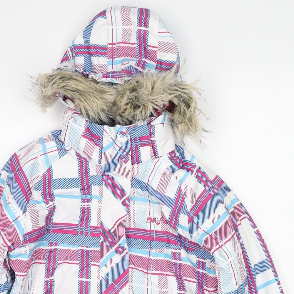 Surfanic Girls Multicoloured Plaid Ski Jacket Jacket Size 9-10 Years Zip
