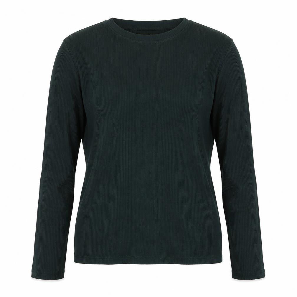 Front view of New Look women’s green round neck polyester jumper, size UK 14