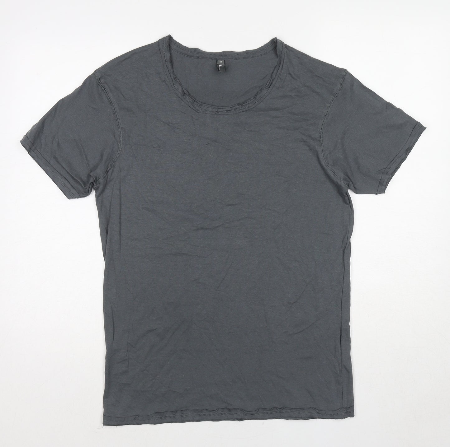 Fanshirt Womens Grey Cotton Basic T-Shirt Size M Round Neck