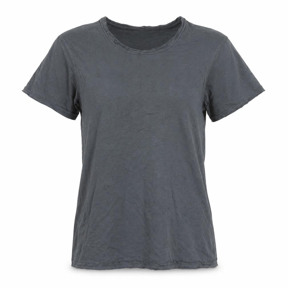 Front view of Fanshirt women’s grey cotton basic t-shirt, size M, round neck