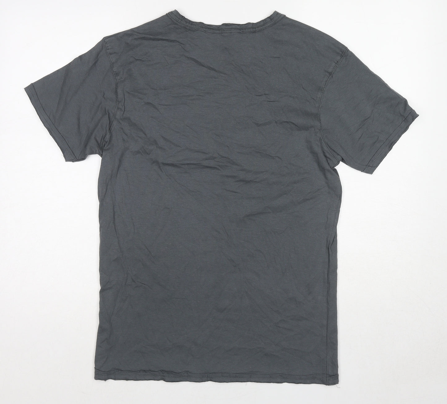 Fanshirt Womens Grey Cotton Basic T-Shirt Size M Round Neck