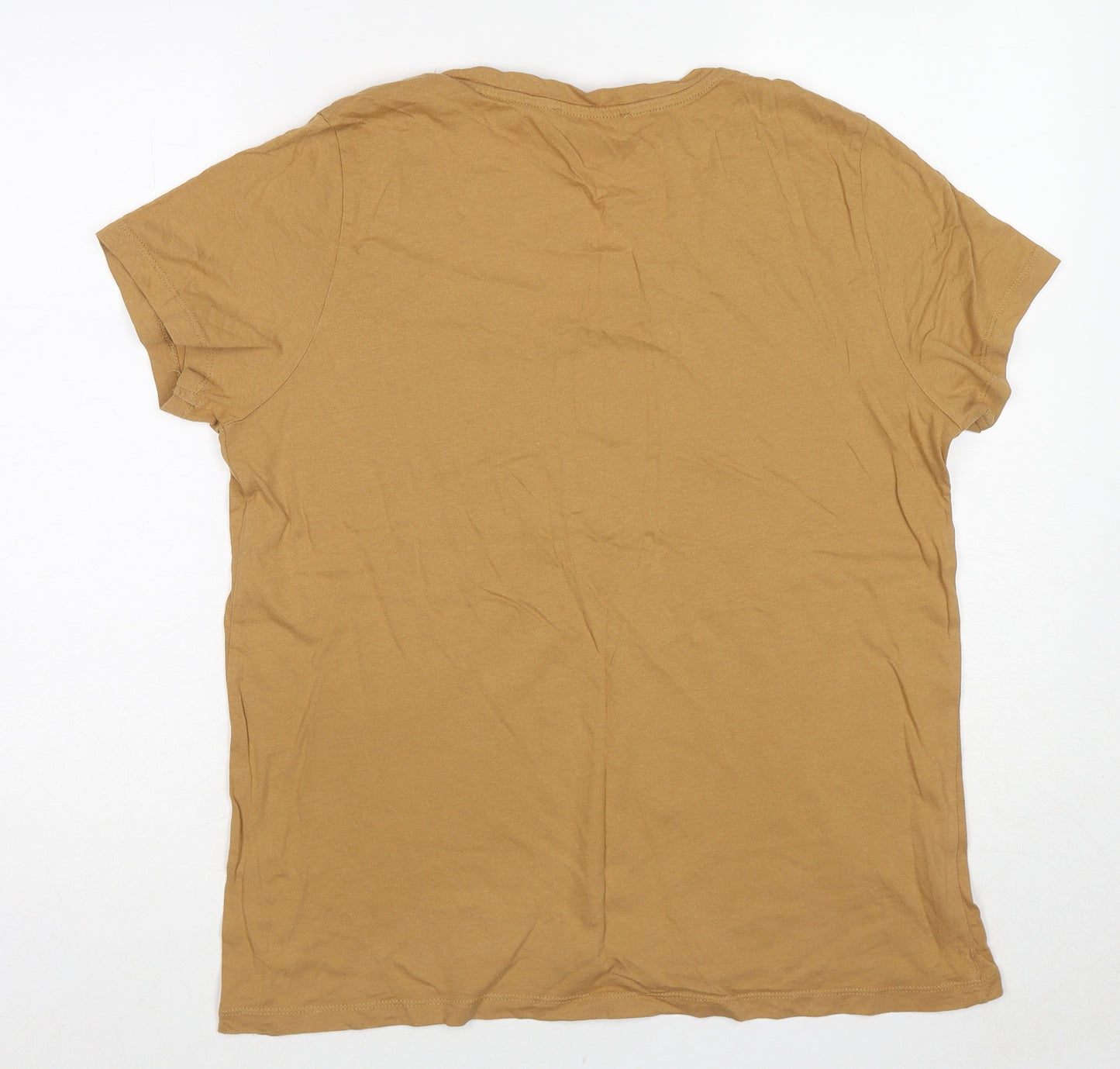 Mango Womens Beige Cotton Basic T-Shirt Size XL Round Neck