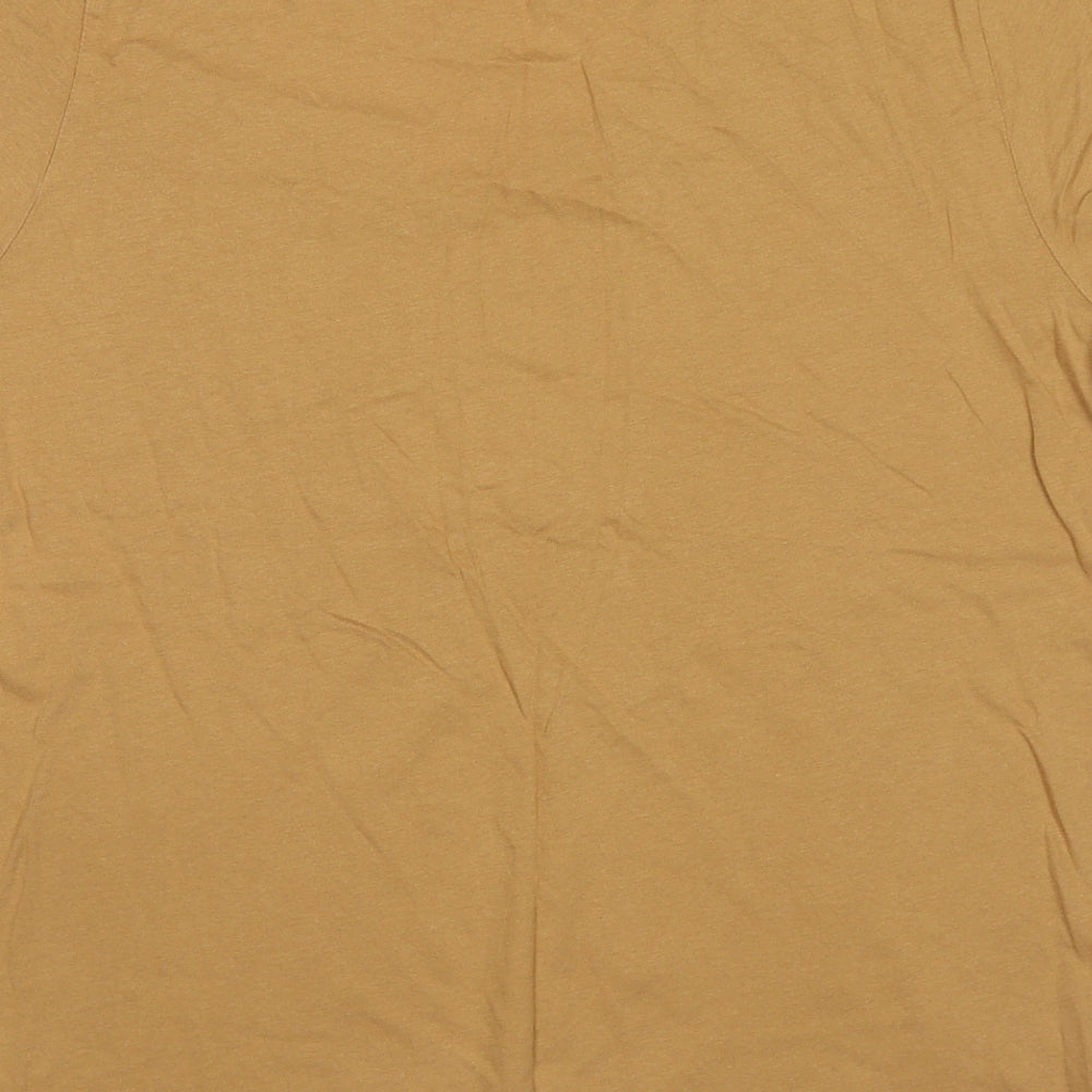 Mango Womens Beige Cotton Basic T-Shirt Size XL Round Neck