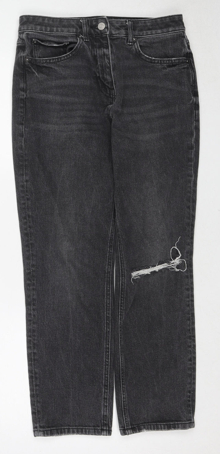 NEXT Womens Black Cotton Straight Jeans Size 10 Regular