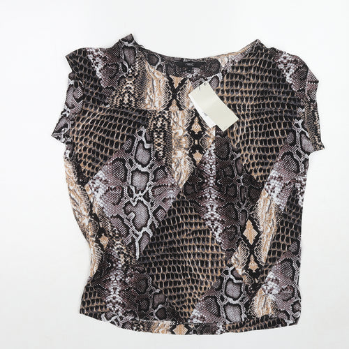 NEXT Womens Multicoloured Animal Print Viscose Basic Blouse Size 10 Boat Neck - Snake Print