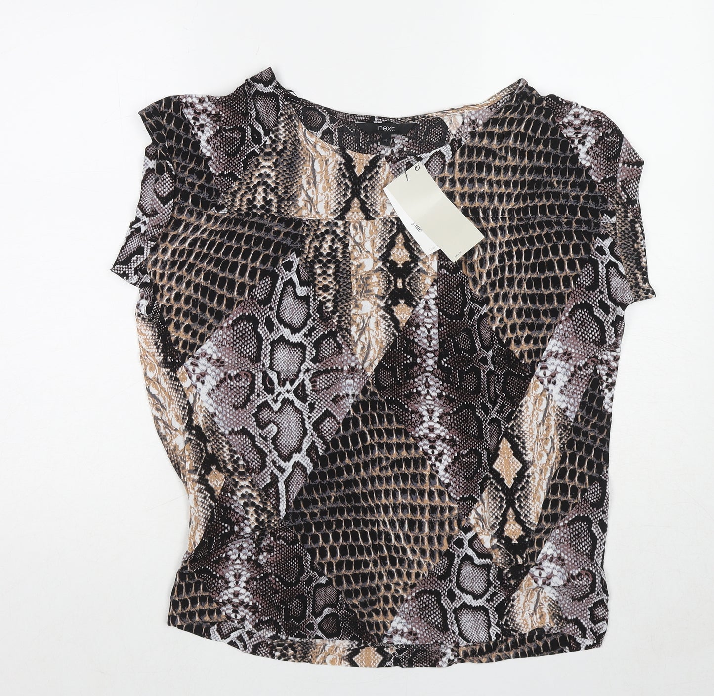 NEXT Womens Multicoloured Animal Print Viscose Basic Blouse Size 10 Boat Neck - Snake Print