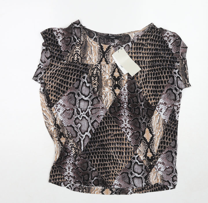 NEXT Womens Multicoloured Animal Print Viscose Basic Blouse Size 10 Boat Neck - Snake Print
