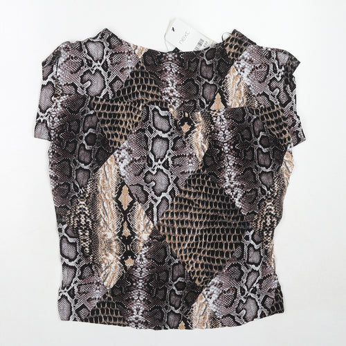 NEXT Womens Multicoloured Animal Print Viscose Basic Blouse Size 10 Boat Neck - Snake Print