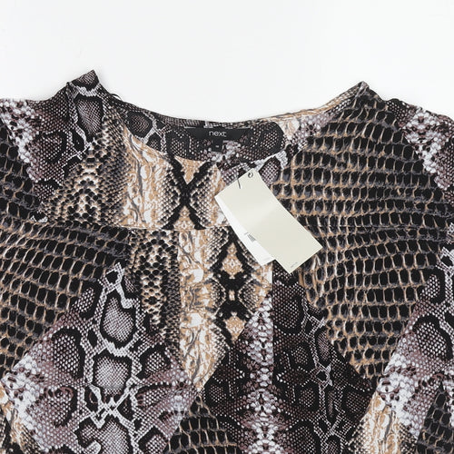NEXT Womens Multicoloured Animal Print Viscose Basic Blouse Size 10 Boat Neck - Snake Print