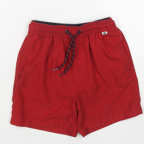 NEXT Boys Red Polyester Bermuda Shorts Size 8 Years Regular Drawstring