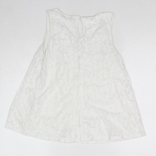 Select Womens White Floral Viscose Basic Tank Size 12 V-Neck
