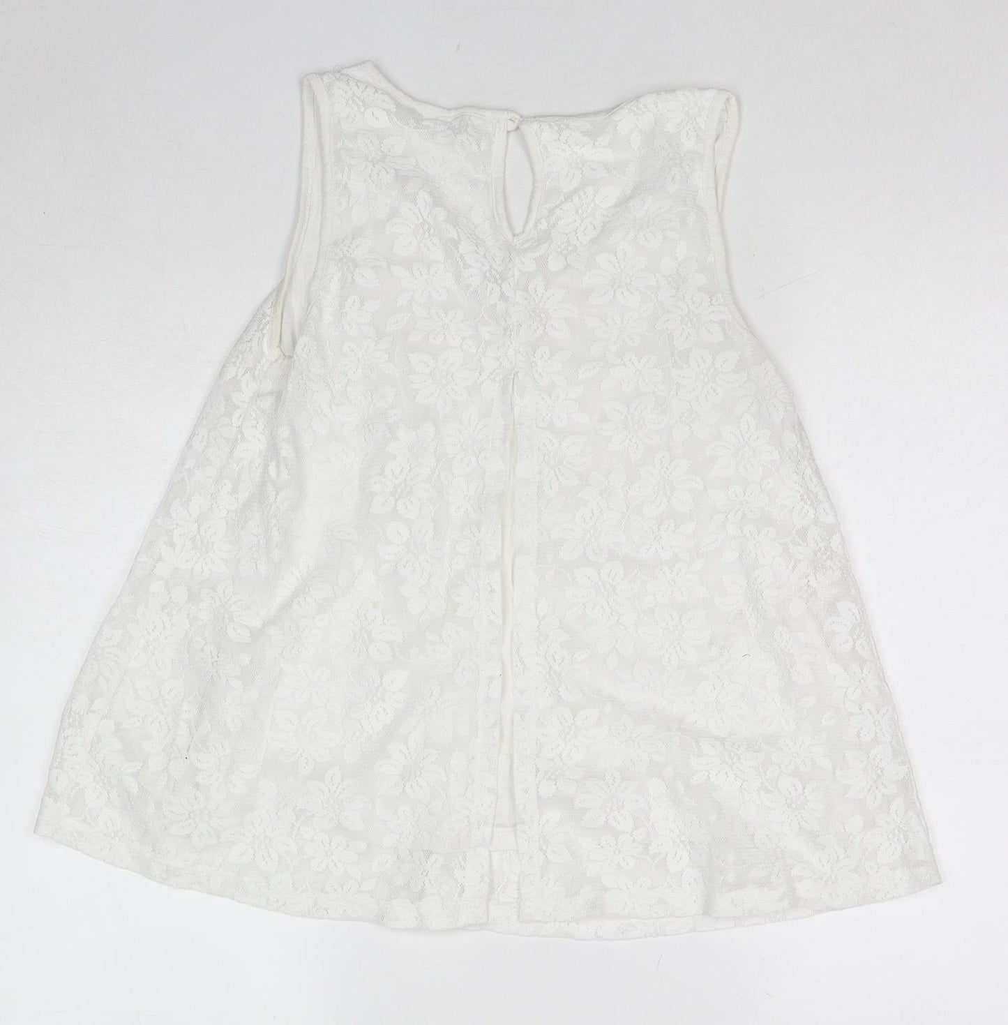 Select Womens White Floral Viscose Basic Tank Size 12 V-Neck
