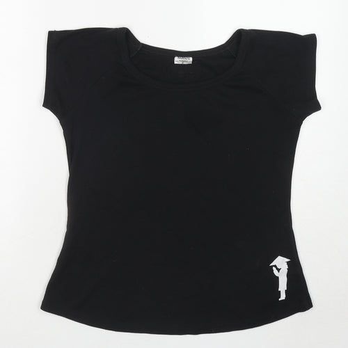 Bamboii Womens Black Cotton Basic T-Shirt Size XL Boat Neck