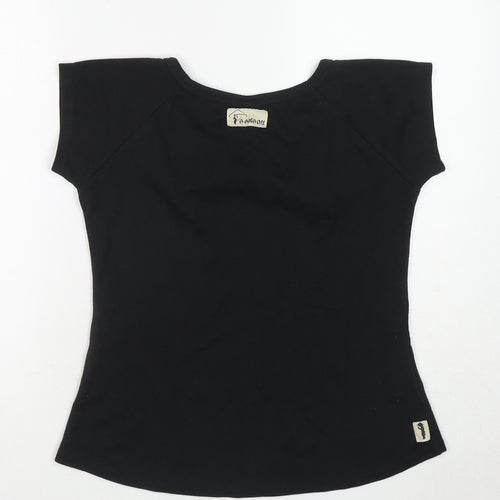 Bamboii Womens Black Cotton Basic T-Shirt Size XL Boat Neck