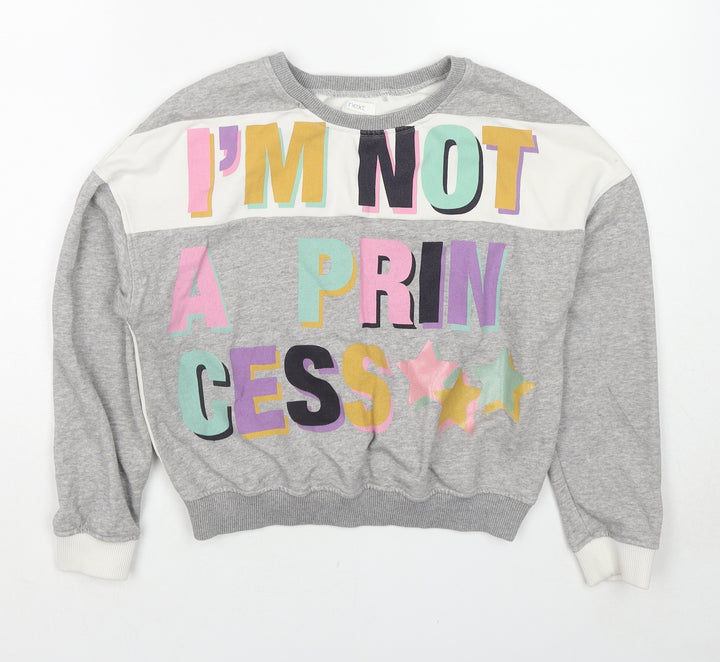 NEXT Girls Grey Cotton Pullover Sweatshirt Size 11 Years Pullover - I'm Not A Princess